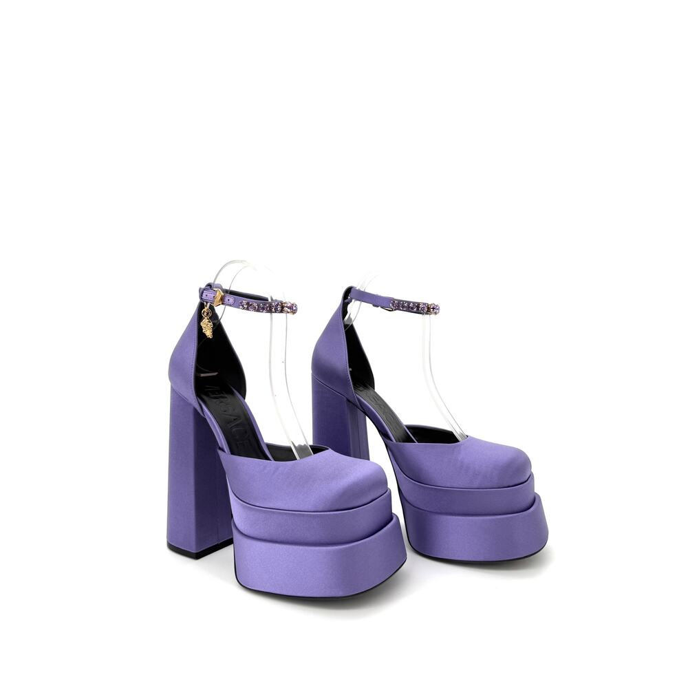 Versace Aevitas IT 39 US 9 Platform Purple Orchid Satin Pump Crystal NWB $1,575